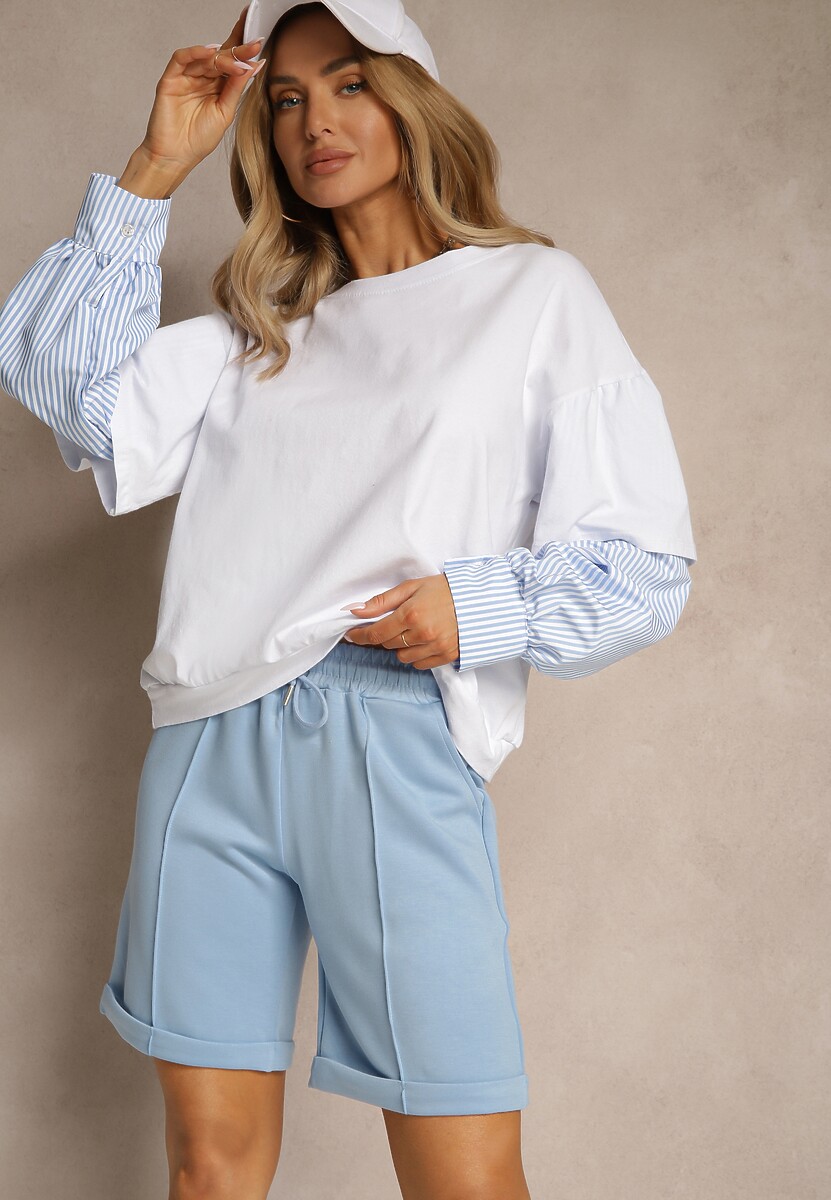 Brązowe Casualowe Szorty High Waist z Kieszeniami Wykończone Gumką Shezetta