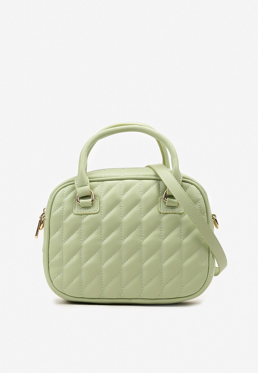 Zielona Mała Torebka w stylu Kuferka z Rączką i Pikowaniem Oananna