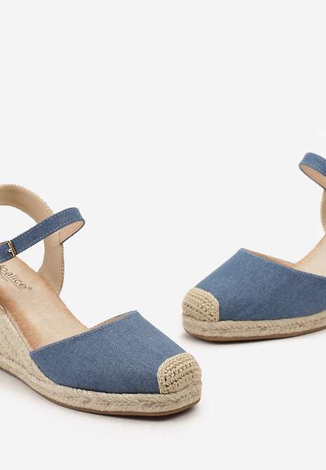 Niebieskie Sandały w Stylu Espadryli z Plecionką i Zapięciem przy Kostce Virailia