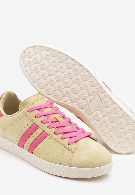 Żółte Sneakersy Zamszowe Typu Tenisówki ze Skórzaną Wkładką Ciarivione