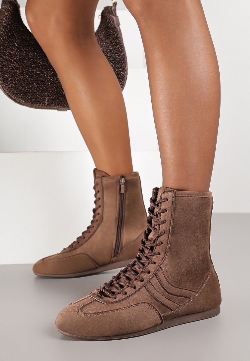 Czarne Bokserskie Sneakersy ze Sznurowaną Cholewką Harville