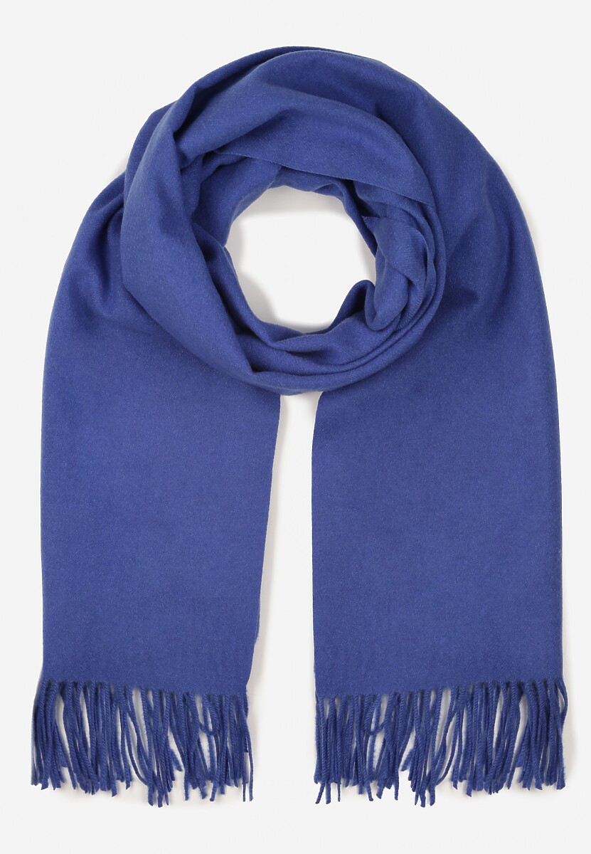 Niebieski Szalik z Wiskozą Bawełną i Frędzlami Siathlin