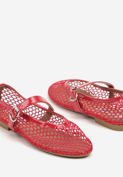 Czerwone Balerinki w Stylu Mary Jane z Siateczki Miltewi