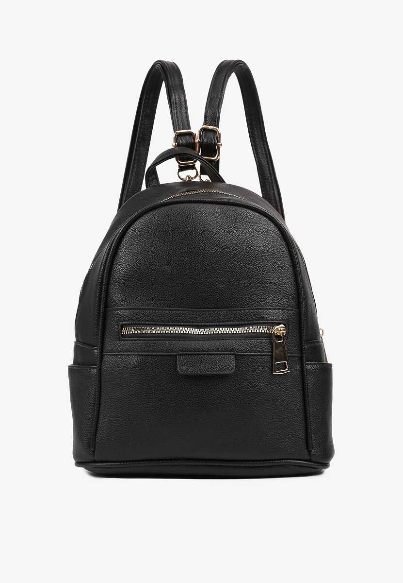 Ciemnobeżowy Mały Plecak Trapezowy Zdobiony Aplikacją Paseriela