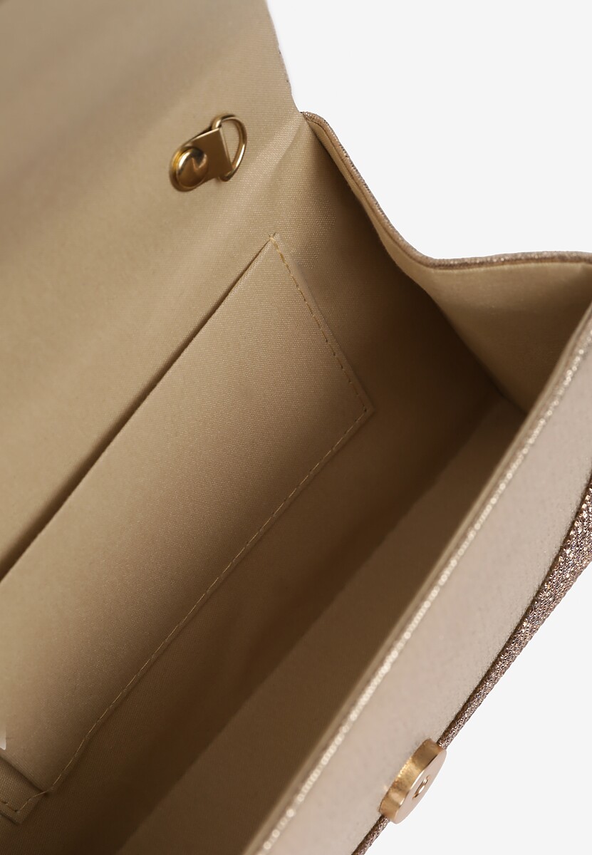 Złota Torebka na Ramię z Długim Paskiem i Rączką Ozdobiona Cyrkoniami Zalagia