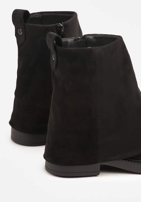 Czarne Botki z Imitacji Zamszu z Cholewką w Stylu Nogawki Rilavine