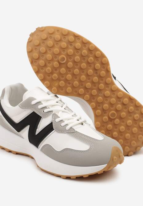 Szare Sneakersy z Przeszyciami i Ozdobnym Bieżnikiem Weonessa