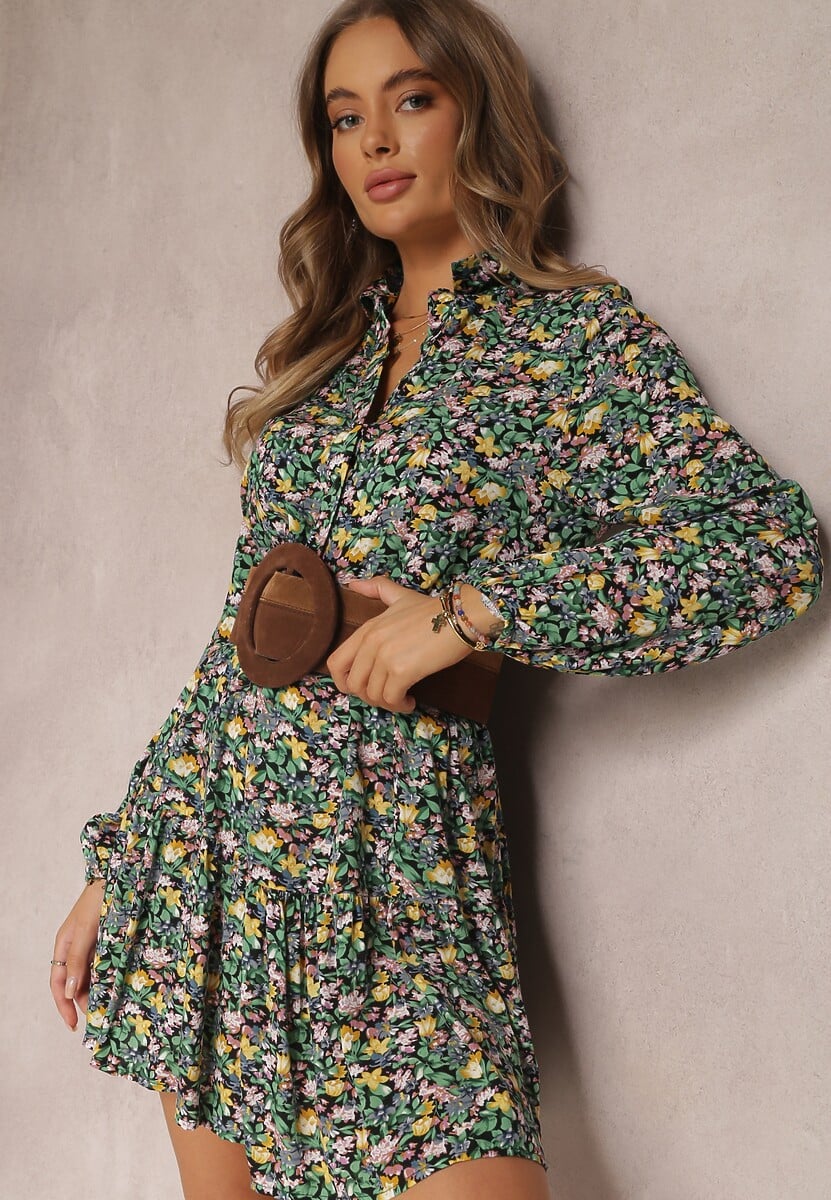 Czarno-Zielona Sukienka Thellehe