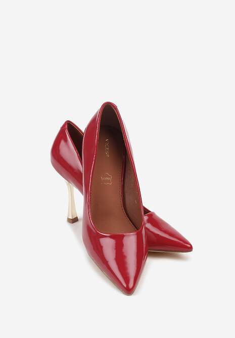 Czerwone Szpilki Vices Lakierowane z Wkładką ze Skóry Naturalnej Olorissa