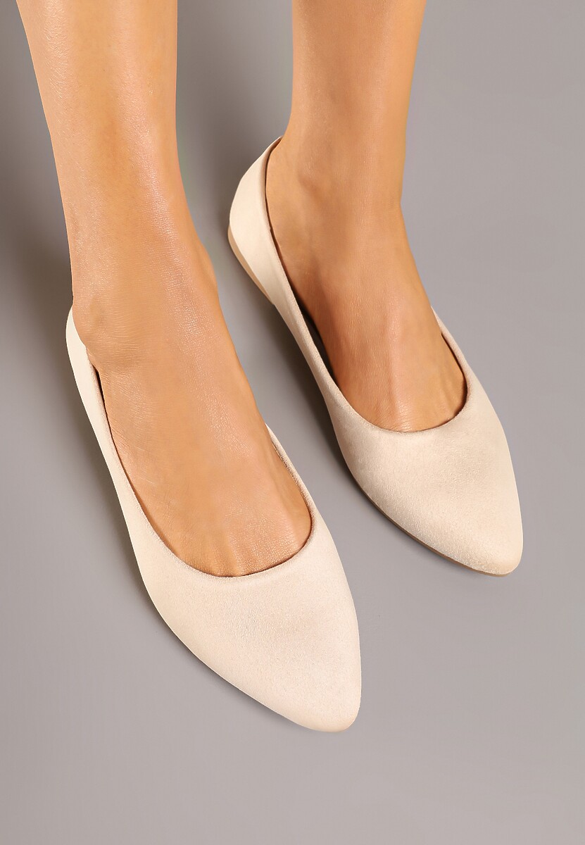 Ciemnobeżowe Basicowe Balerinki z Migdałkowym Noskiem Tulvia