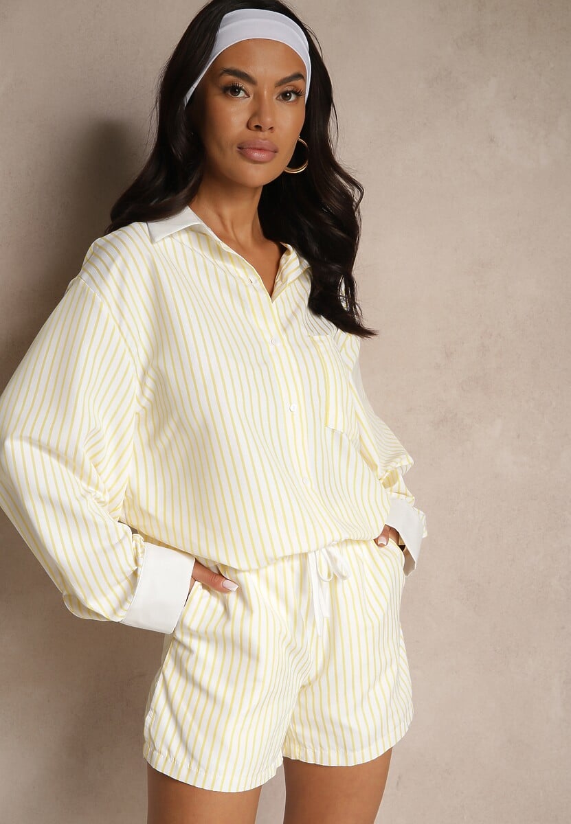 Różowe Szorty Ozdobione Paskami i Wiązaniem Mevaraela