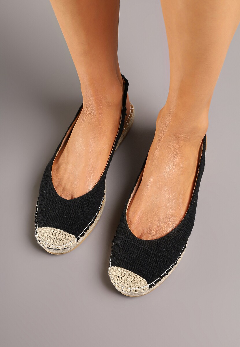 Czarne Sandały Espadryle Slingback Ozdobione Plecionką Addiena