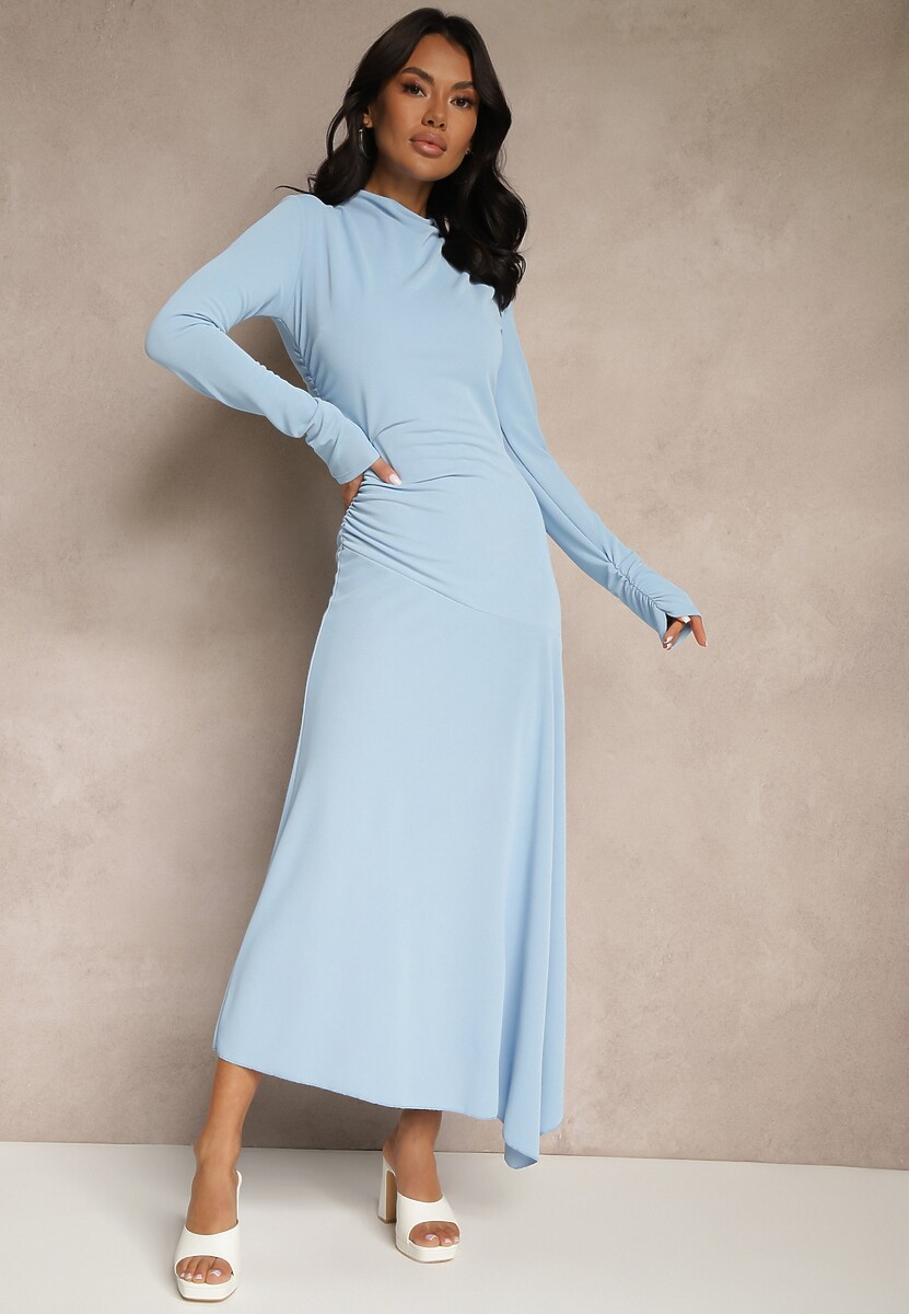 Różowa Asymetryczna Sukienka Koktajlowa z Ozdobnymi Guzikami Dralriti