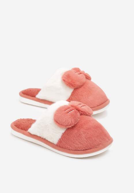 Czerwone Kapcie z Futerka Ozdobione Wypukłą Kokardką Eduvixes