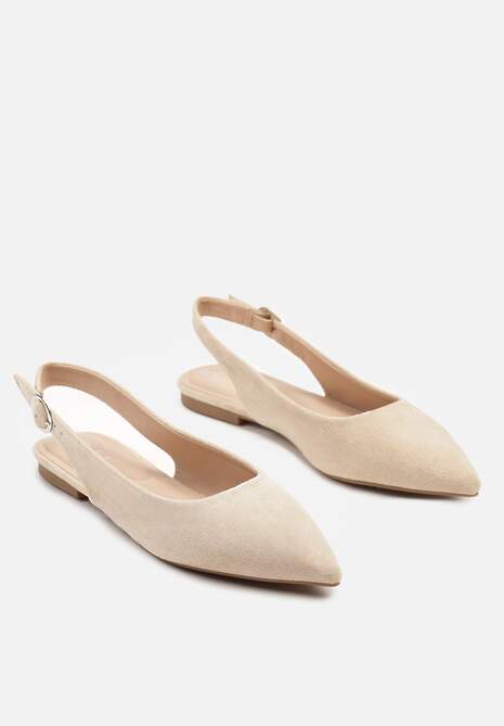 Beżowe Sandały na Płaskiej Podeszwie Typu Slingback Nonarielae