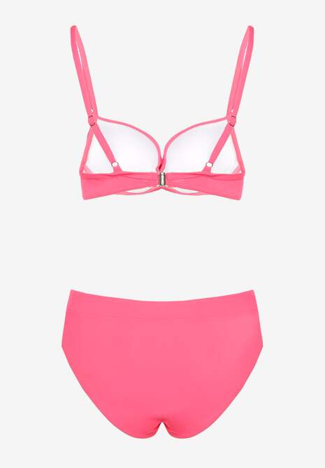 Różowe Bikini Stanik Push-Up i Klasyczne Figi Pevbia