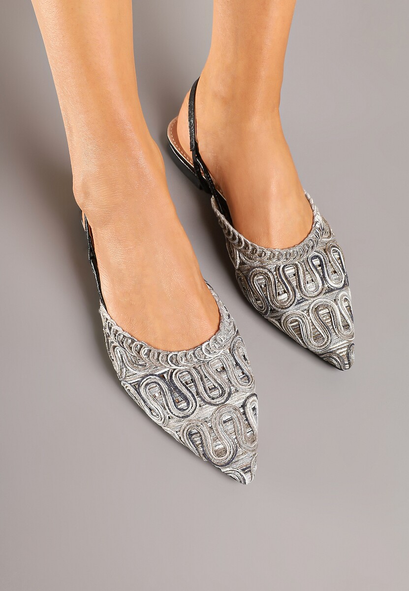 Czarne Sandały Slingback Vices z Metalicznymi Zdobieniami Janavie