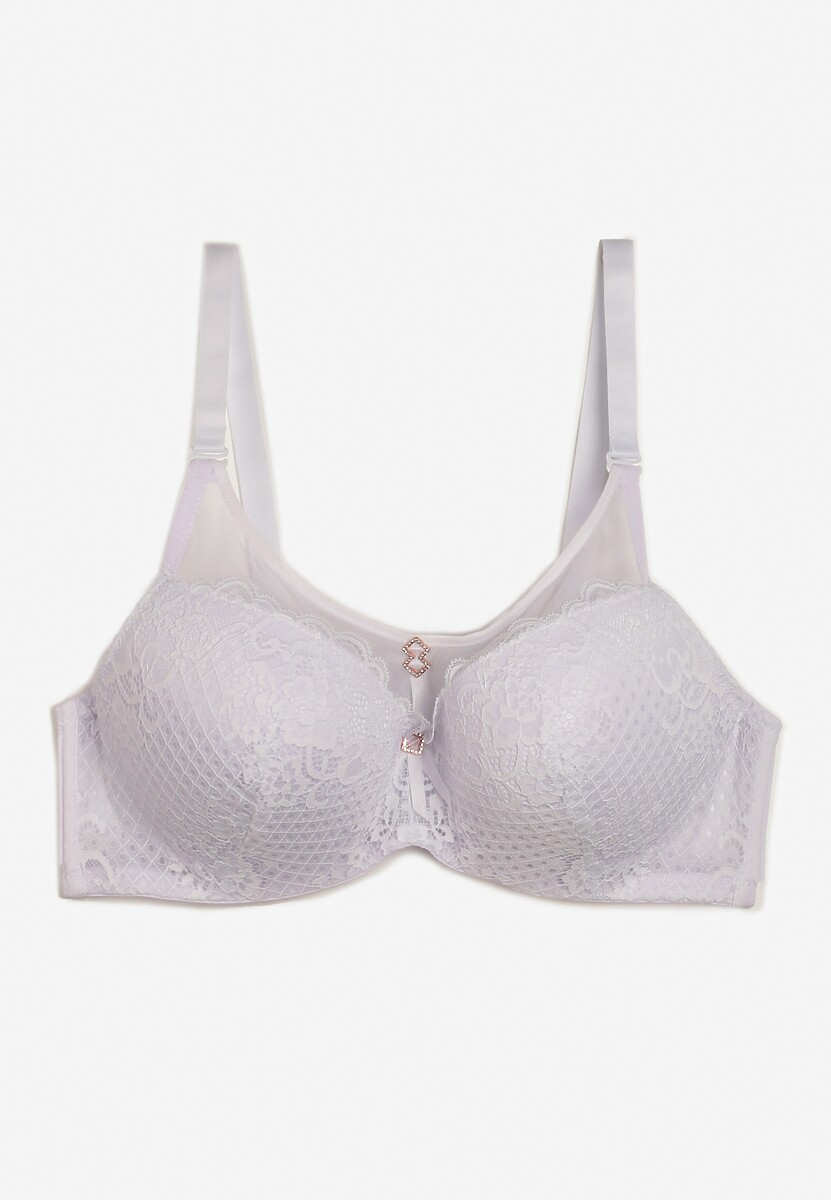 Biały Koronkowy Biustonosz Full Cup z Zawieszką Między Miseczkami Arnew