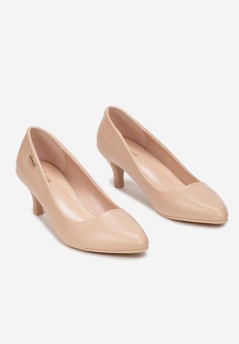 Beżowe Czółenka z Migdałowym Noskiem i Niskiej Szpilce Zazie