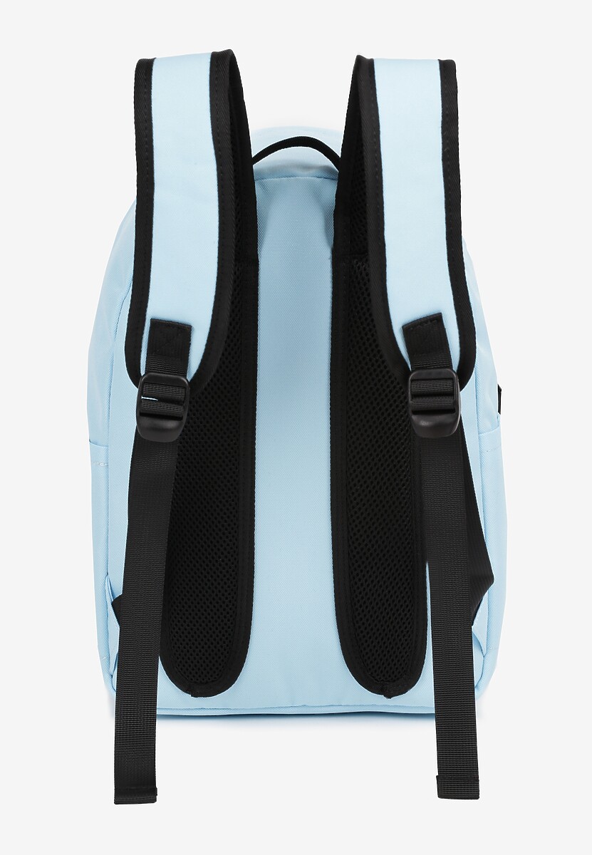 Niebieski Duży Plecak w Sportowym Stylu z Zasuwaną Kieszonką i Naszywką Ulanelis