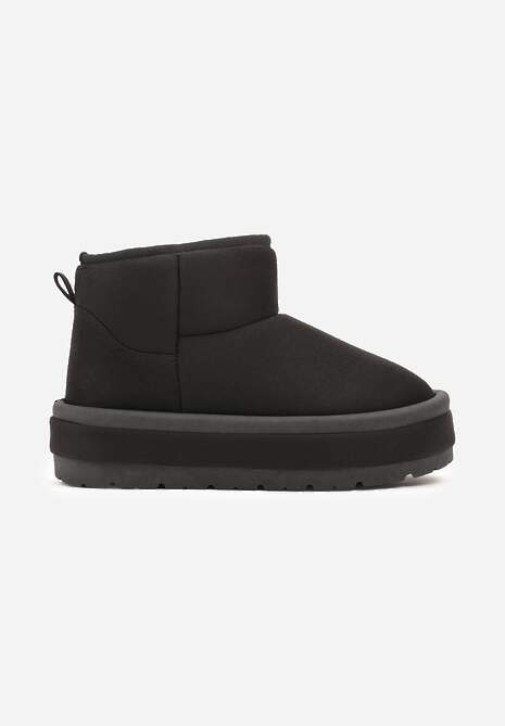 Czarne Krótkie Śniegowce Wsuwane na Grubej Podeszwie Tinarella