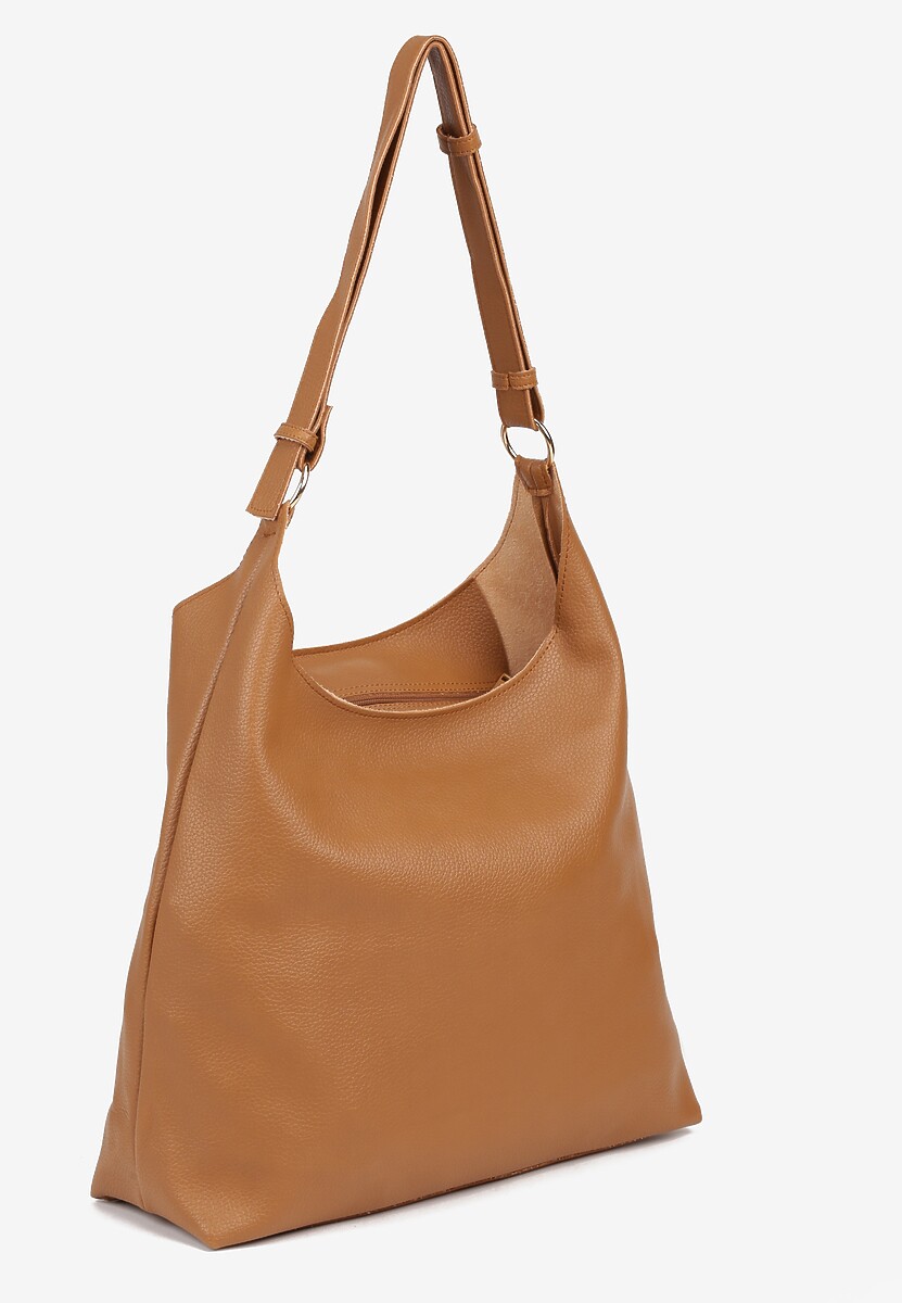 Jasnobrązowa Torebka Hobo z Kosmetyczką i Paskiem Crossbody Zarosea