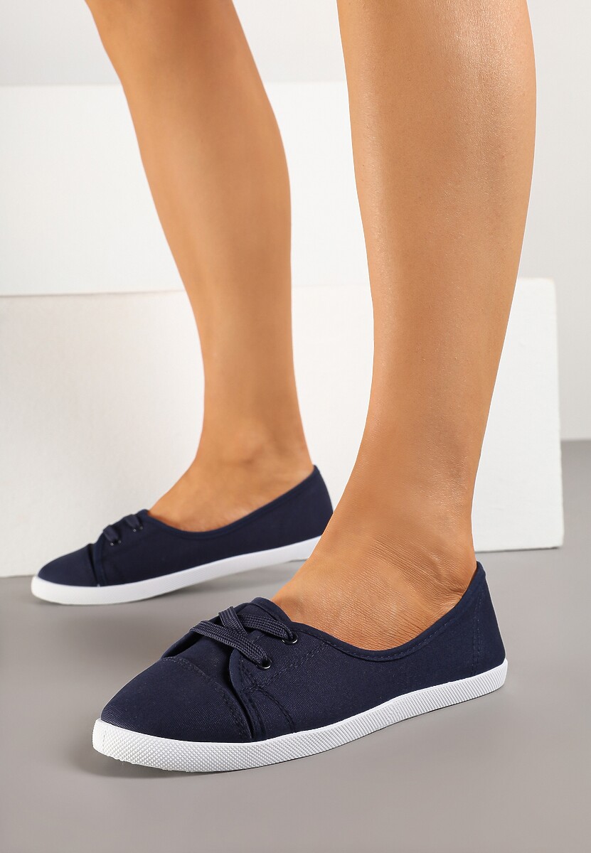 Granatowe Tenisówki Vices z Drobnym Sznurowaniem Telithia