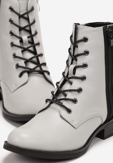 Jasnoszare Botki za Kostkę z Wiązaniem Ovila