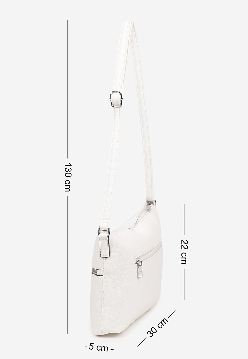Biała Torebka z Suwakami na Regulowanym Pasku Malovia
