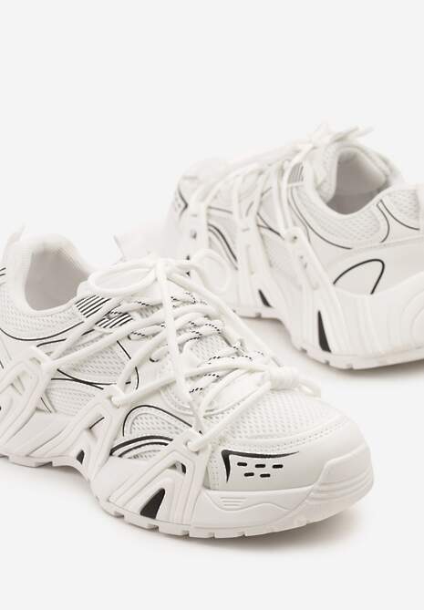 Białe Sneakersy na Platformie z Designerskim Sznurowaniem Julieve