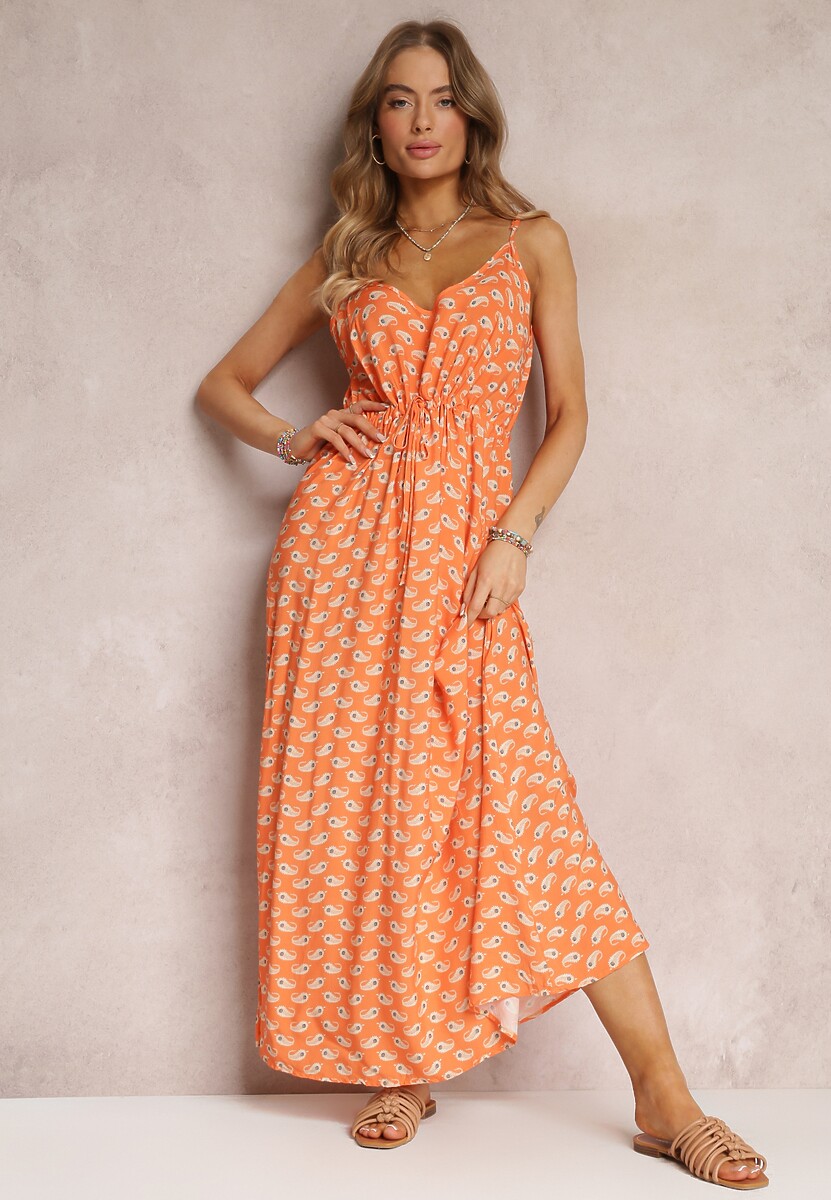 Czarna Sukienka Maxi na Ramiączkach z Wiskozy Satha