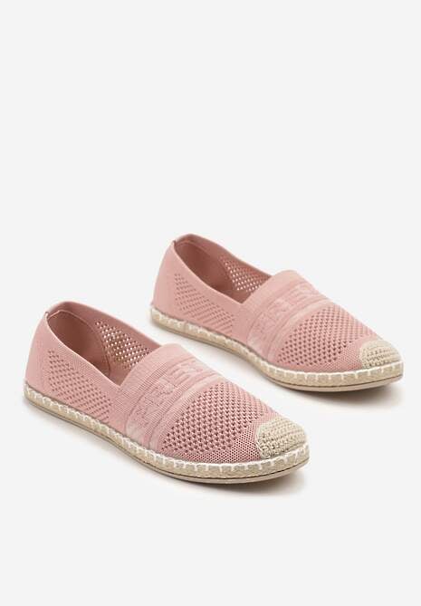 Różowe Płaskie Espadryle z Ozdobną Perforacją Weorlisa