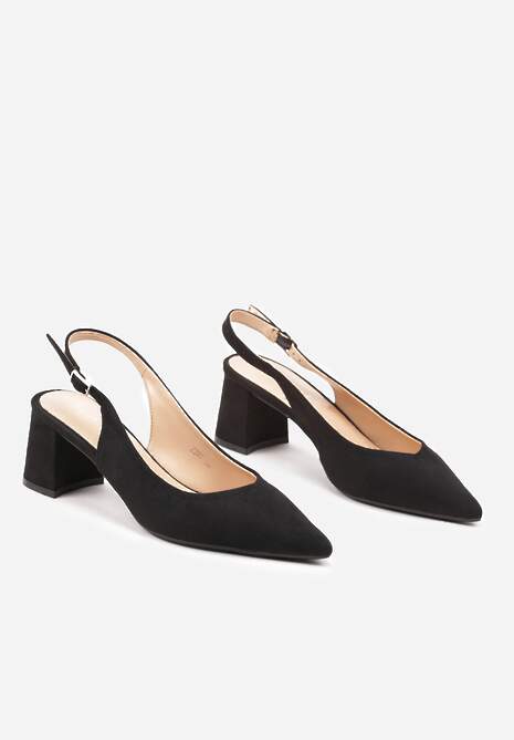 Czarne Sandały na Słupkowym Obcasie z Noskiem w Szpic Ninavia