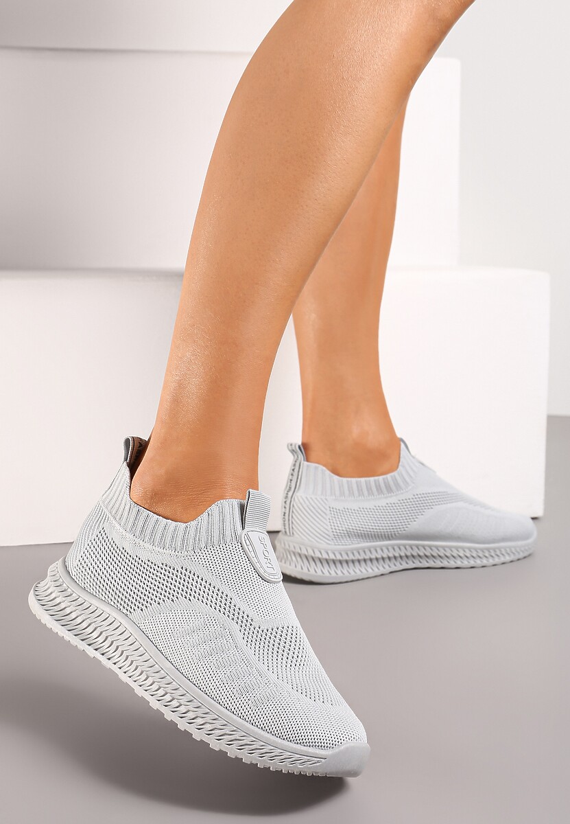 Szare Buty Sportowe ze Skarpetkową Cholewką Pinke