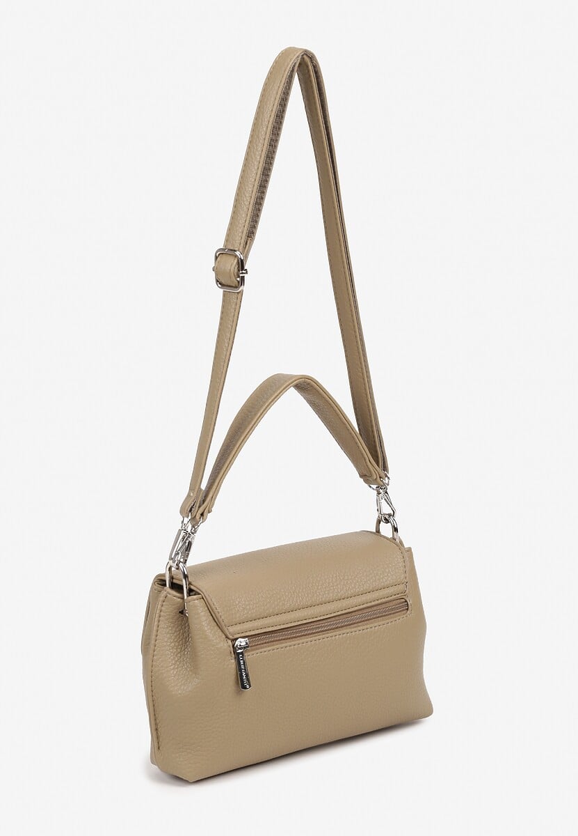 Ciemnobeżowa Torebka Listonoszka z Klapą i Regulowanym Paskiem Nilmesse