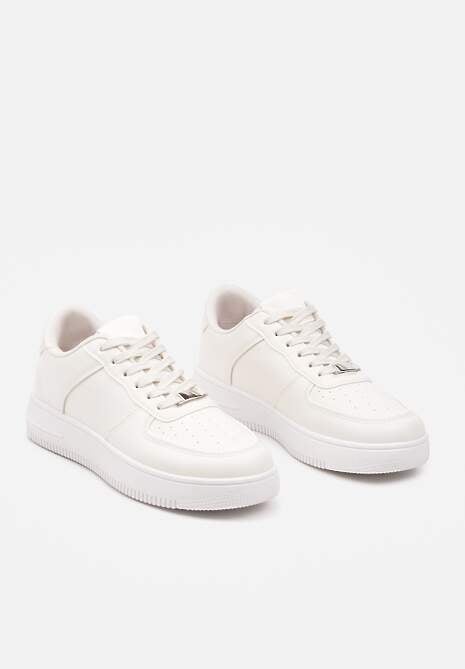 Beżowe Sznurowane Sneakersy Ozdobione Perforacją Ellemisa