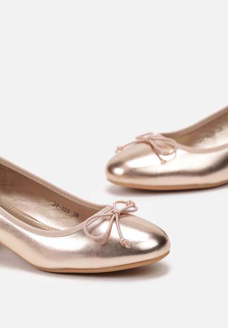 Szampańskie Czółenka na Niewysokim Obcasie z Subtelną Kokardką Ottaviama