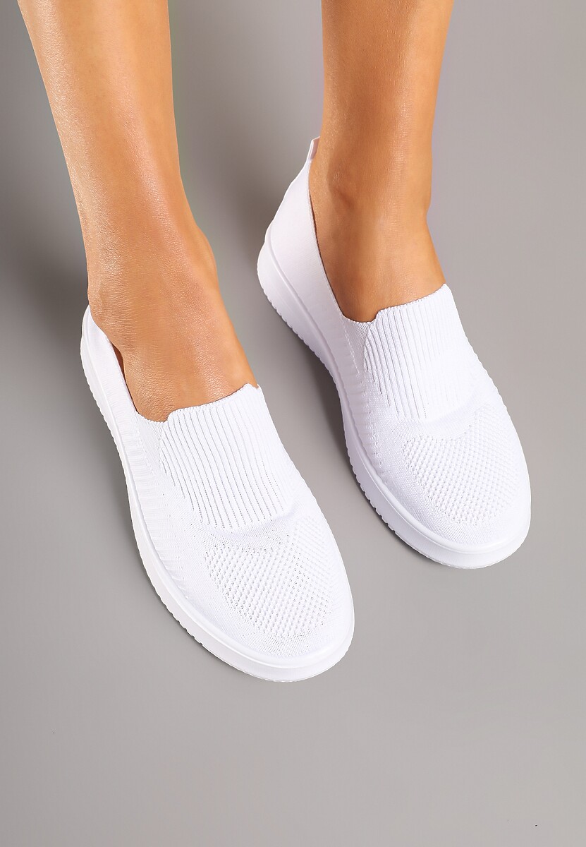 Białe Tenisówki Ozdobione Siateczkową Cholewką Eraniletia