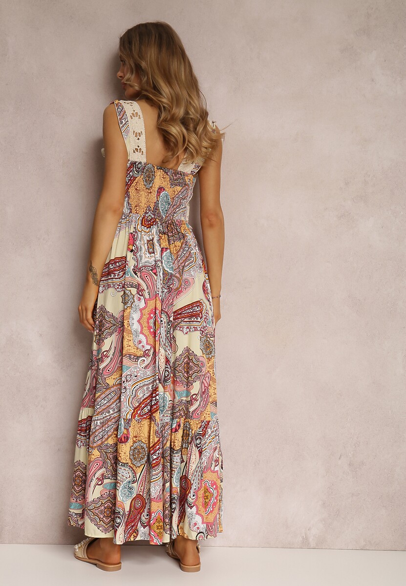 Beżowo-Różowa Sukienka Grayah