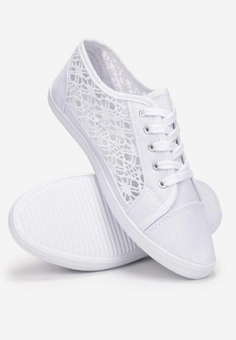 Białe Tenisówki z Ażurowymi Wstawkami Po Bokach Salessa