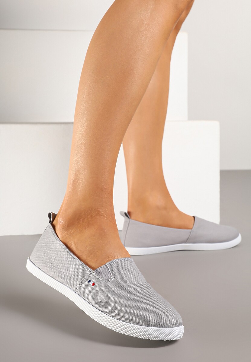 Szare Tenisówki Vices Basic z Materiałowymi Gumkami Aretela