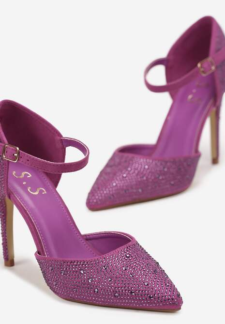 Fioletowe Szpilki w Cyrkonie ze Szpiczastym Noskiem Loira