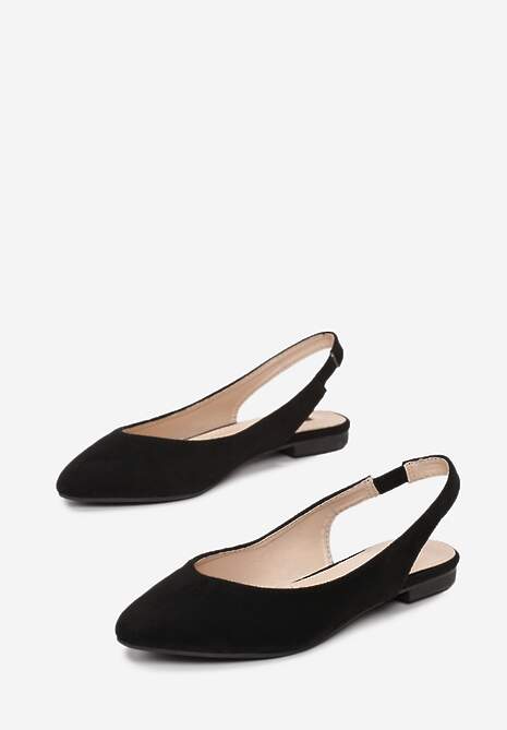 Czarne Sandały z Odkrytą Piętą i Noskiem Typu Migdałek Nemegoria