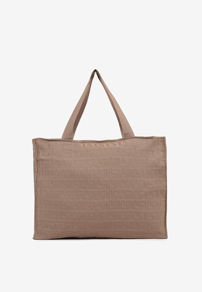 Brązowa Torebka Shopperka Zdobiona Tłoczonym Wzorem Lannaya