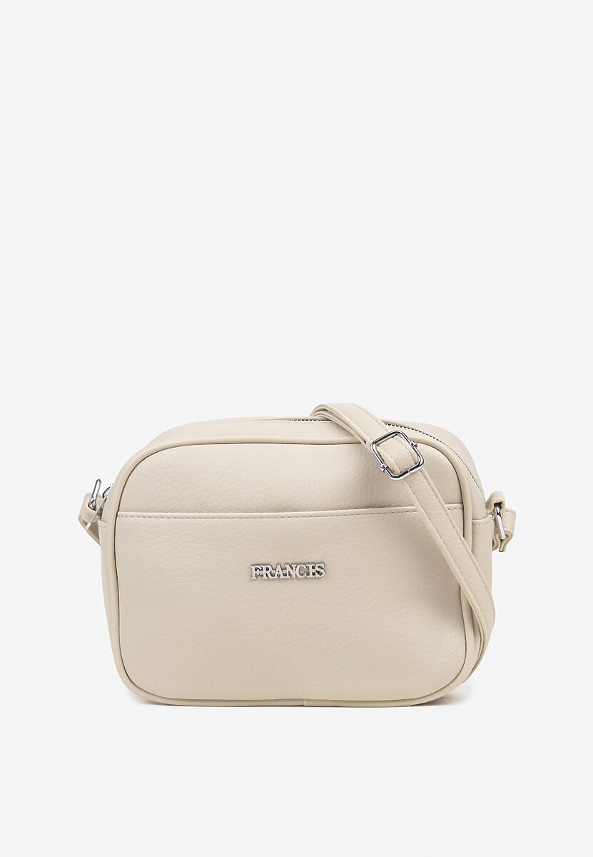 Ciemnobeżowa  Torebka w Stylu Listonoszki z Napisem Dolenna