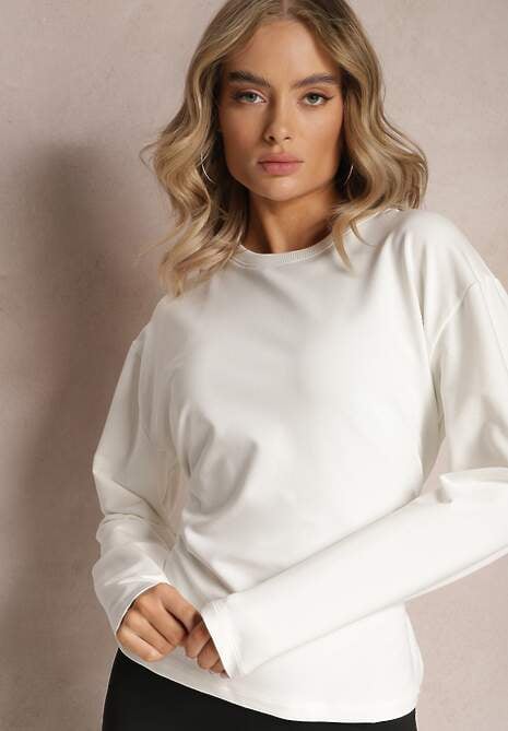 Biała Bawełniana Bluza z Ozdobnym Wiązaniem Fanarita