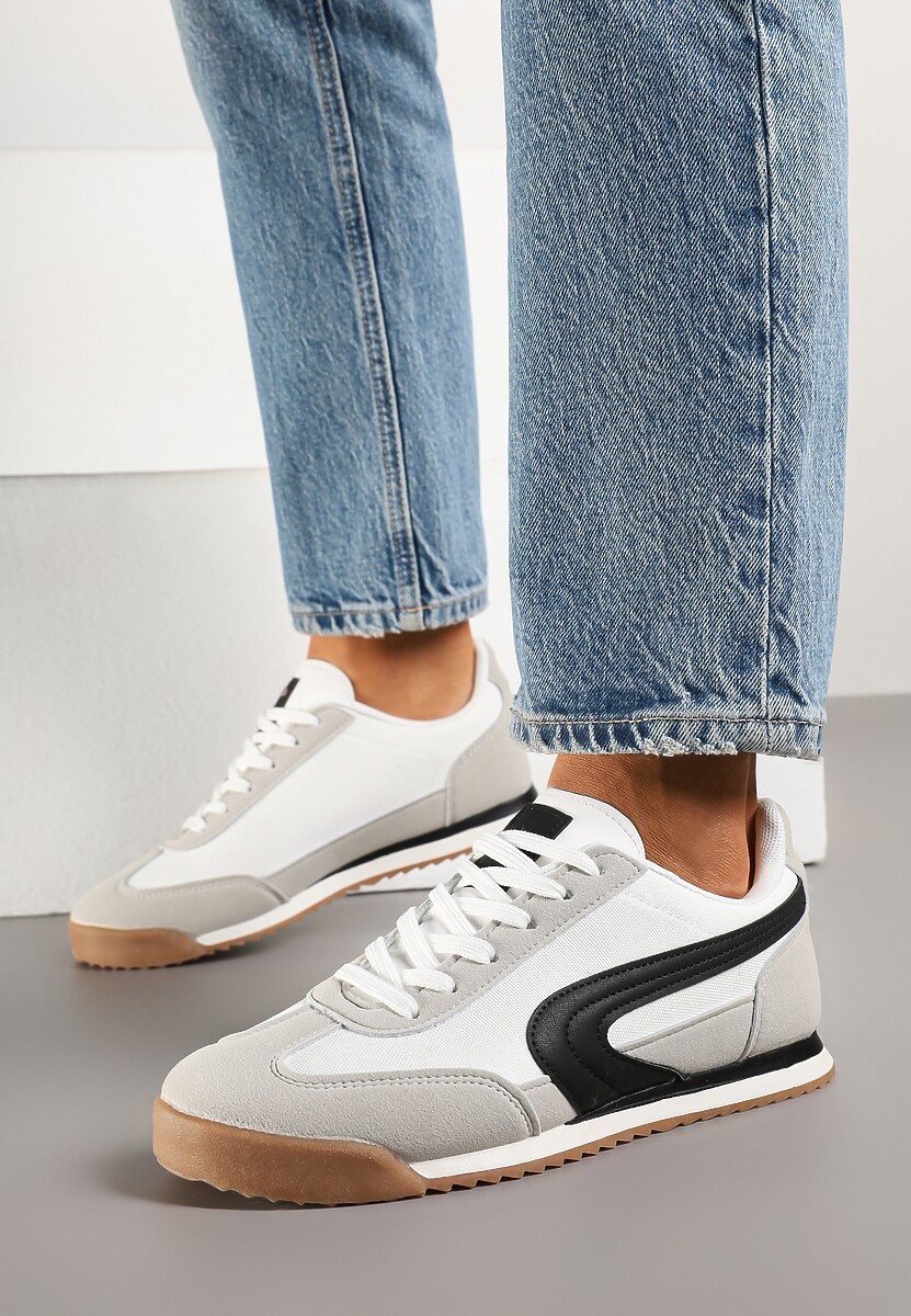 Biało-Szare Basicowe Sneakersy Ellimira