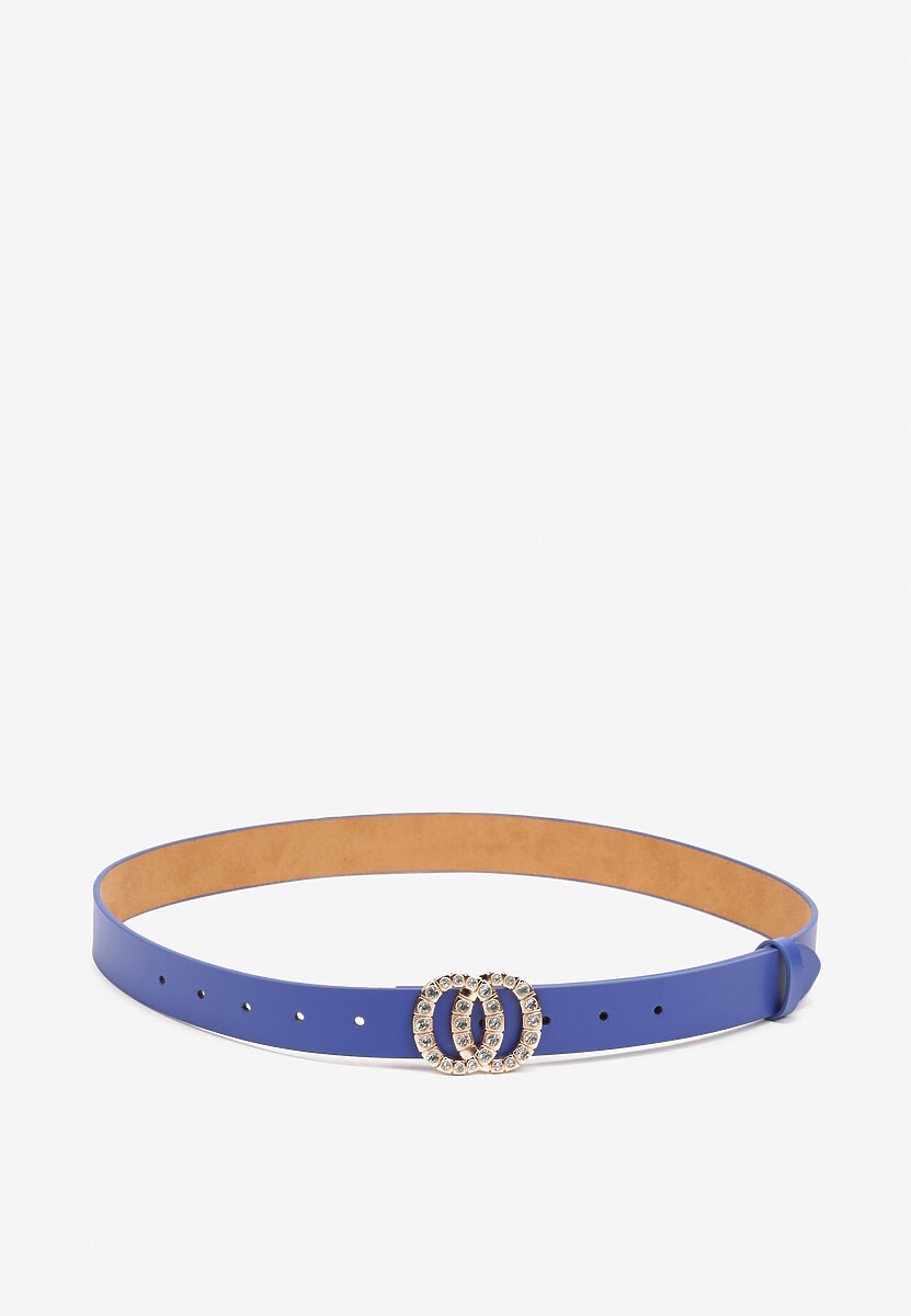 Niebieski Pasek z Okrągłą Klamrą i Cyrkoniami Kefia