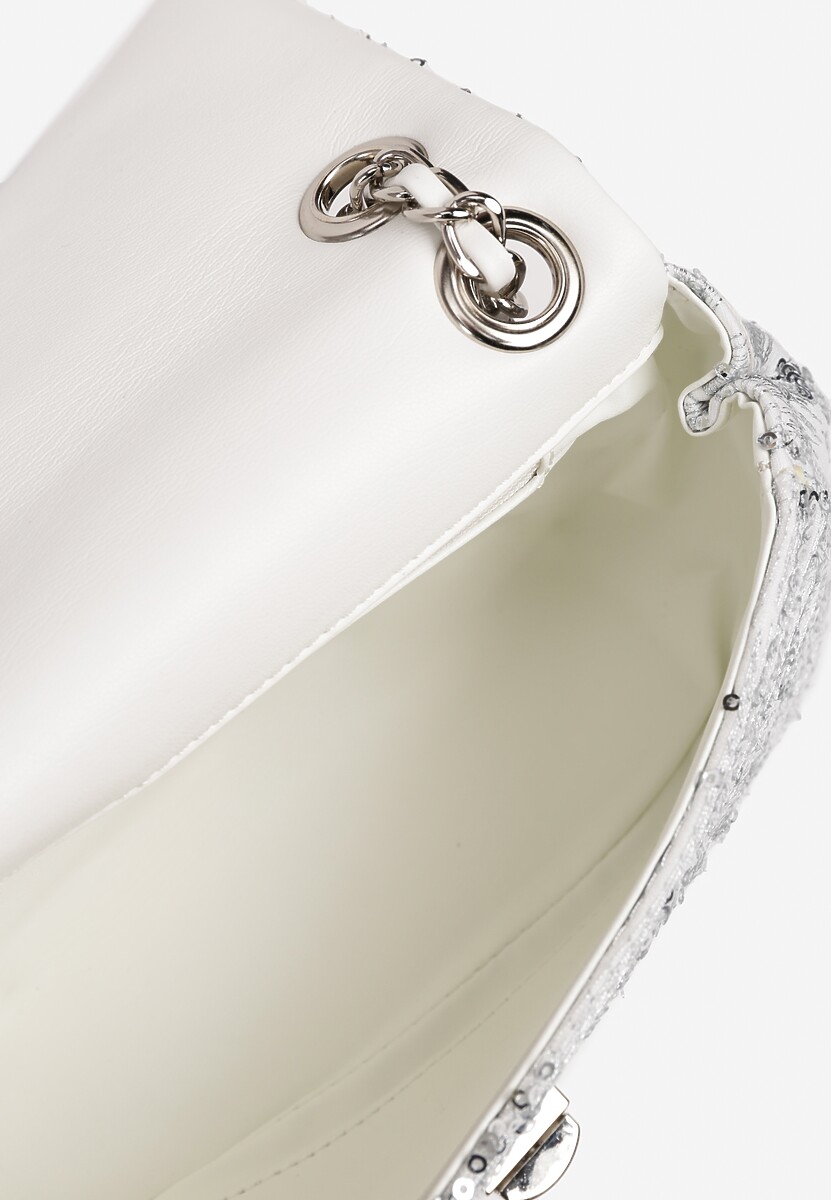 Biała Cekinowa Torebka na Łańcuszku Efanela