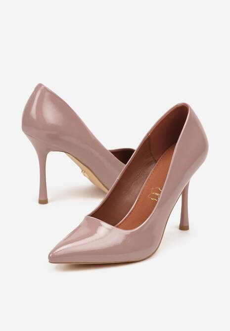 Ciemnoróżowe Szpilki Vices z Lakierowanym Połyskiem i Skórzaną Wkładką Irdlie